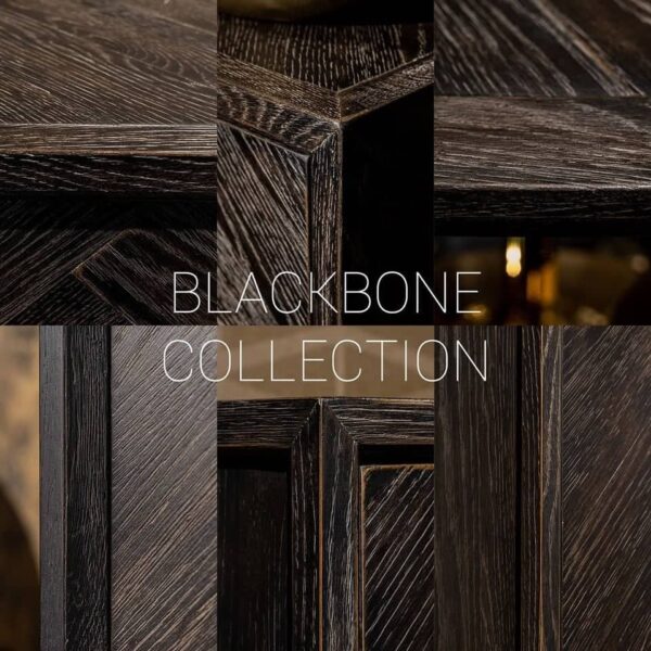 Nightstand Blackbone silver 1-drawer (Black rustic)