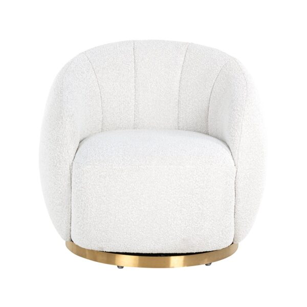 Swivel easy chair Jago white bouclé / brushed gold (Copenhagen 900 Bouclé White)