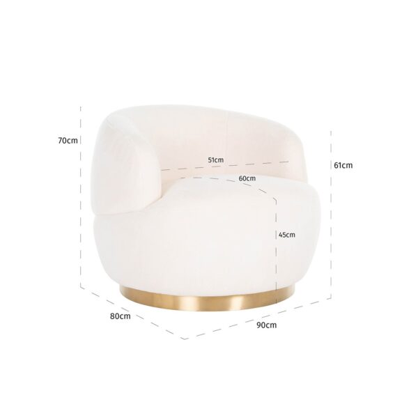 Swivel easy chair Teddy white furry (Himalaya 900 white furry)