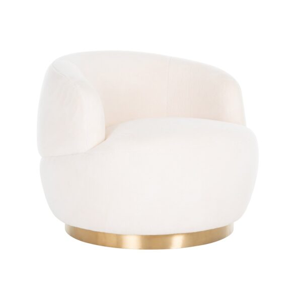 Sillón pequeño giratorio Teddy blanco peludo