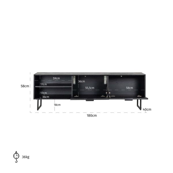 TV-unit Blax 2-flap doors 1-shelf (Black)