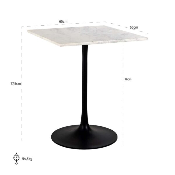 Bistro table Carlten white square (Black/white)