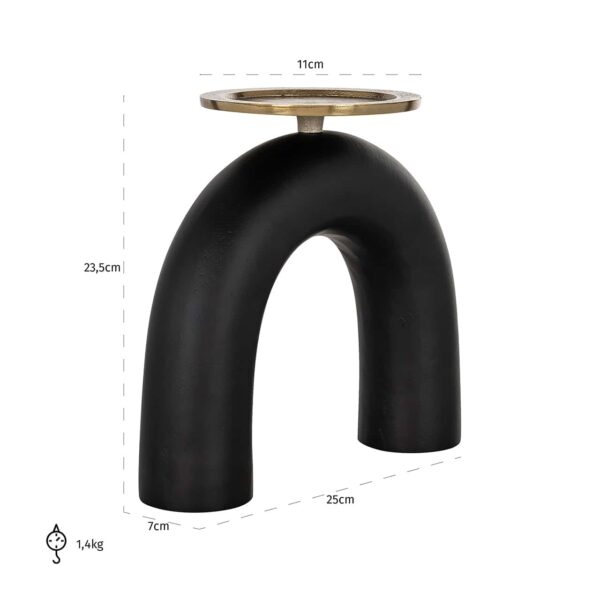 Candle holder Livi big (Black/gold)