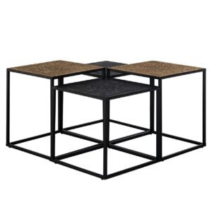 Coffee table Ely set of 4 (Black/gold)
