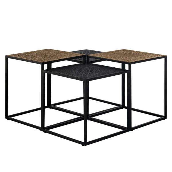 Coffee table Ely set of 4 (Black/gold)