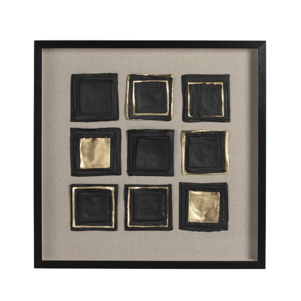 Cuadro 80x7x80 Madera Negro/DM Dorado/Negro