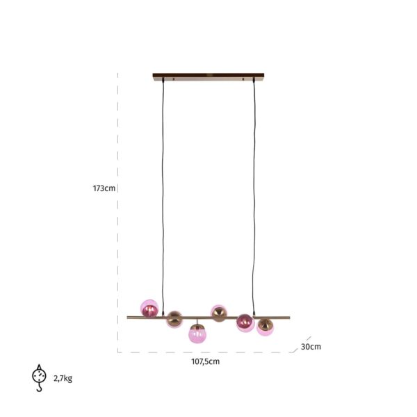 Hanging Lamp Bente pink (Brushed Gold)