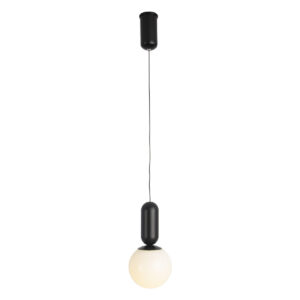 Lámpara de Techo 12x12x25 Metal Negro/Cristal Blanco
