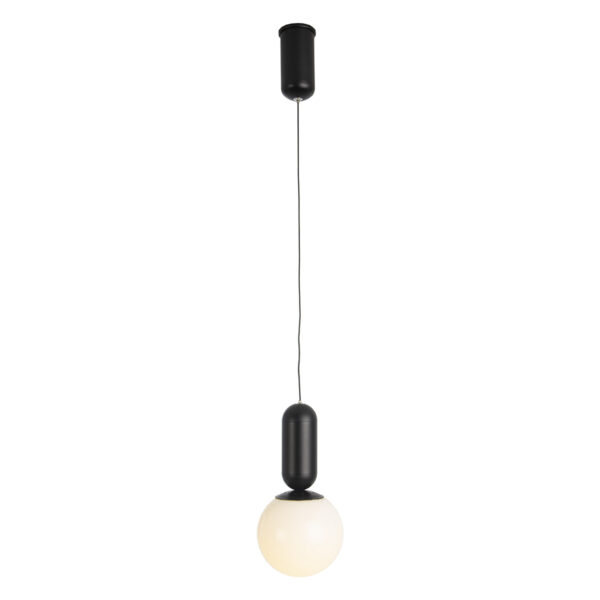 Lámpara de Techo 12x12x25 Metal Negro/Cristal Blanco