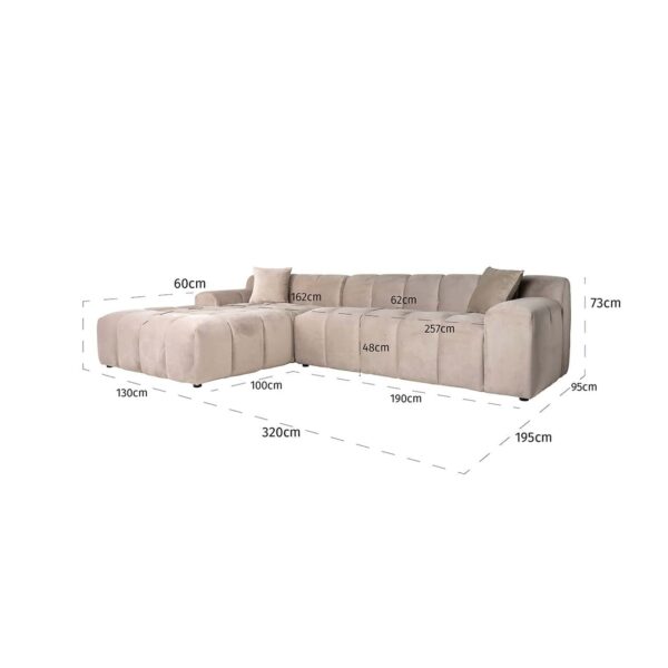 Sofa Cube 3 seater + lounge left (Quartz Khaki 903)