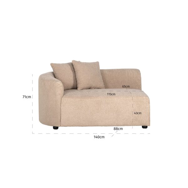 Sofa Grayson arm left sand furry | fully upholstered right (Himalaya 902 sand furry)