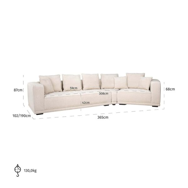 Sofa Lusso 4-seats beige chenille (Niagara 902 beige)