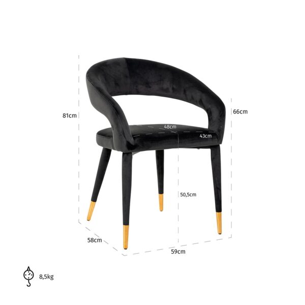 Arm chair Gia antraciet velvet fire retardant (FR-Quartz 801 Antraciet)