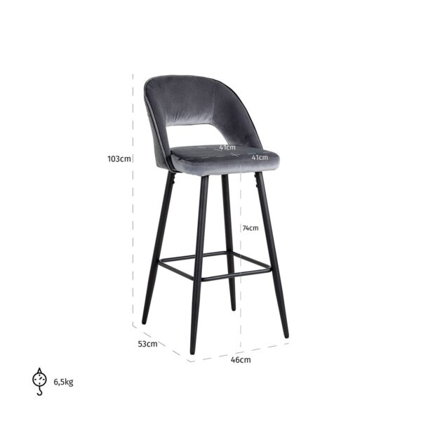 Bar stool Luna Antraciet (Emerald 806 Antraciet)