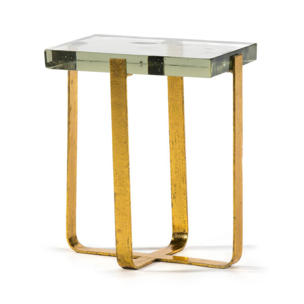 Mesa Auxiliar 41x26x46 Cristal/Metal Dorado