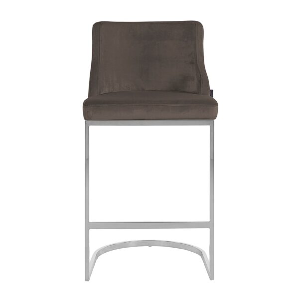 Bar stool Bolton Stone velvet / silver Fire Retardant (Quartz Stone 101)