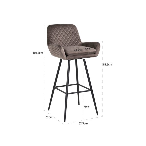 Bar stool Linsey swivel stone velvet (Quartz Stone 101)