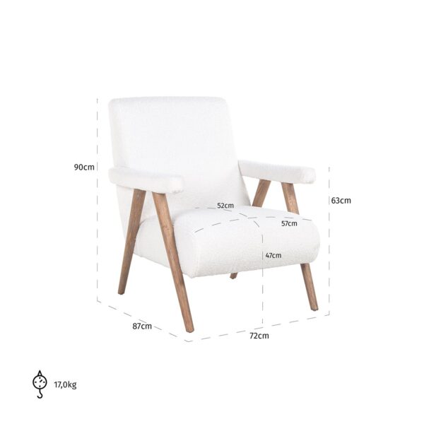 Easy chair Bono white furry fire retardant (Himalaya 900 white furry)