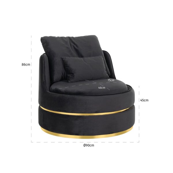 Easy Chair Kylie antraciet velvet /  gold (Quartz Antraciet 801)