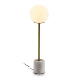 Lámpara de Sobremesa 15x15x55 Cristal Blanco/Mármol Blanco/Metal Dorado