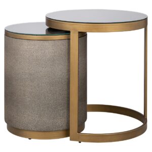 End table Bloomville with glass set of 2 (Gold)