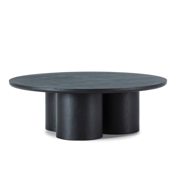 Mesa de Centro 120x120x40 Madera de Roble -- Negro