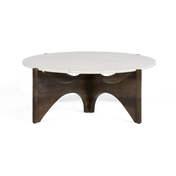 Mesa de Centro 92x92x44 Madera/Mármol -- Marrón/Blanco