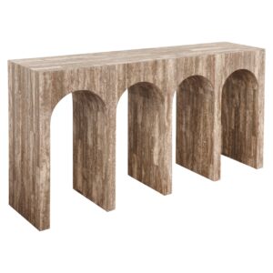 Console La Rague natural grey travertine (Grijs)