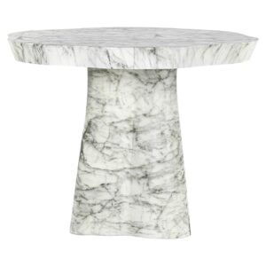 Dining table Rockyard 100Ø faux white marble (White)