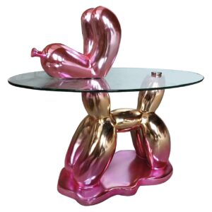 End table Usha with glass (Pink)