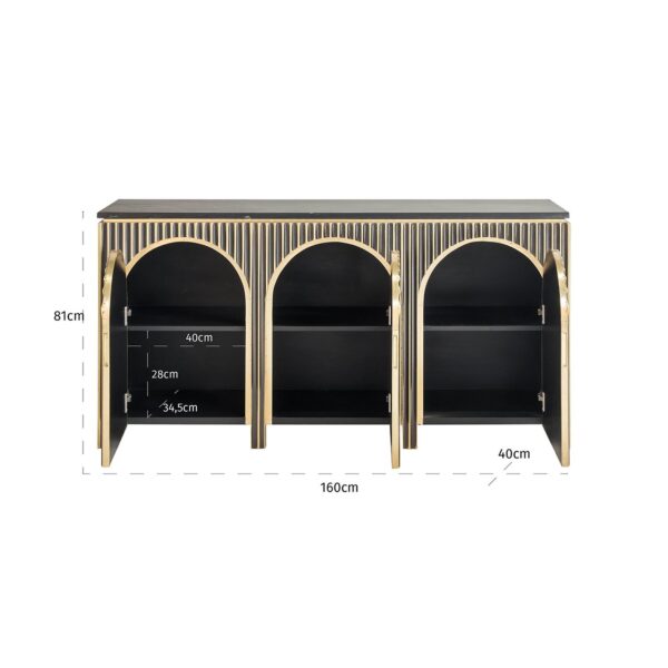 Sideboard Les Arcs 3-doors (Brushed Gold)