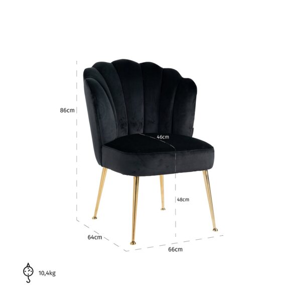 Chair Pippa Black velvet/ gold (Quartz Black 800)