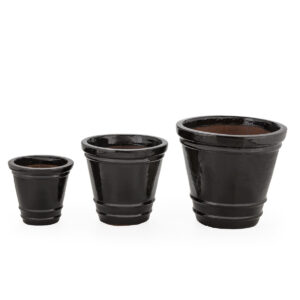 SET/3 MACETEROS 58x58x50/45x45x40/33x33x30 GRES NEGRO