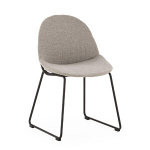 SILLA 53x53x79 METAL NEGRO/TELA GRIS/BLANCO