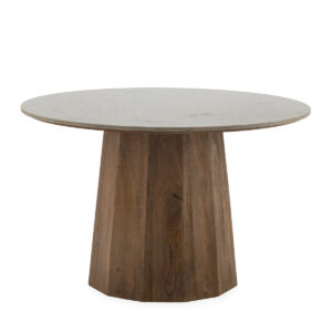 MESA DE COMEDOR 120x120x76 MARMOL BLANCO/MADERA NOGAL