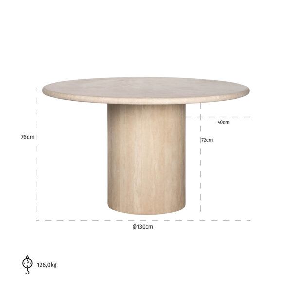 Dining table Renaissance 130Ø italian travertine (Beige)