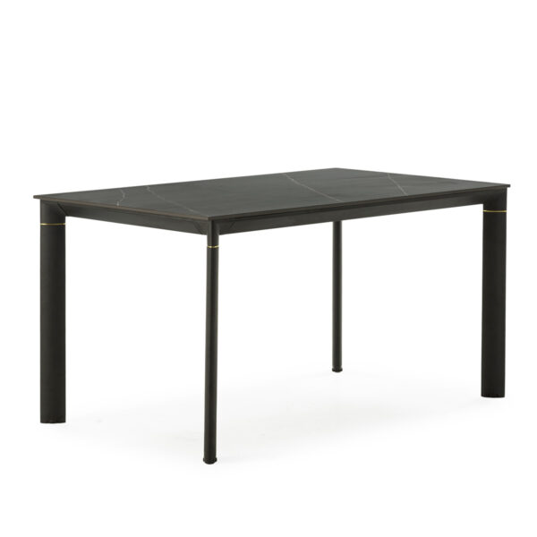 Mesa Comedor 140x80x76 Porcelánico/Metal -- Negro