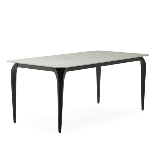 Mesa Comedor 180x90x76 Porcelánico/Metal -- Blanco/Negro