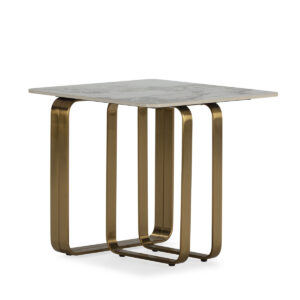 Mesa de Centro 60x60x55 Metal/Porcelánico -- Dorado/Blanco