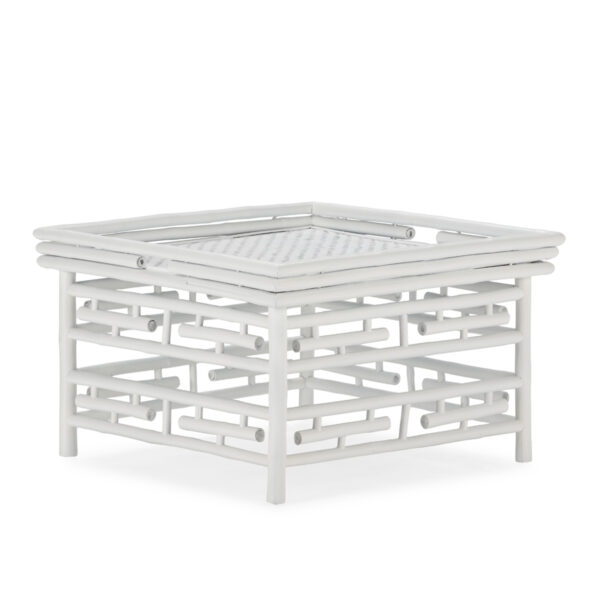 Mesa de Centro 80x80x45 Bambú/Ratán -- Blanco