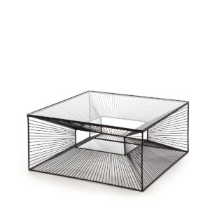 Mesa de Centro 80x80x38 Cristal/Metal Negro