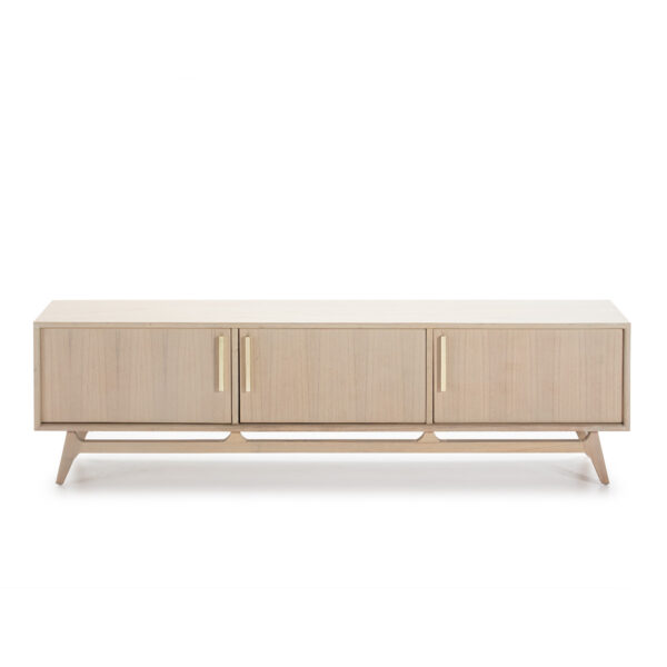 Mueble TV 160x40x45 Madera Natural con Pátina Gris