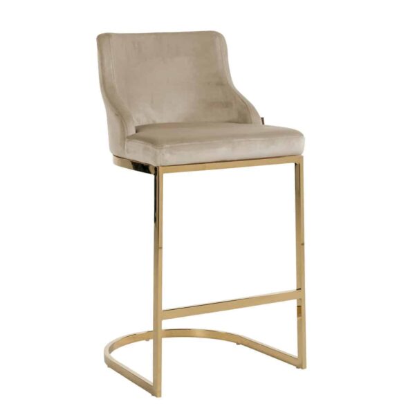 Bar stool Bolton khaki velvet / gold fire retardant (Quartz Khaki 903)