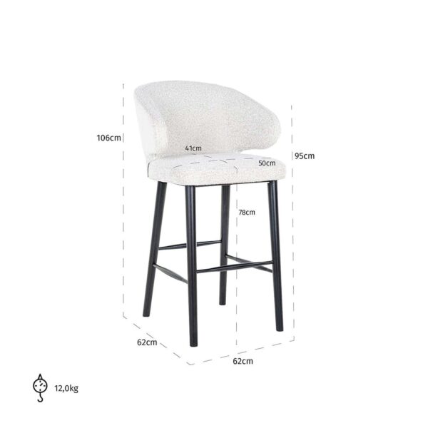 Bar stool Indigo white bouclé (Copenhagen 900 Bouclé White)