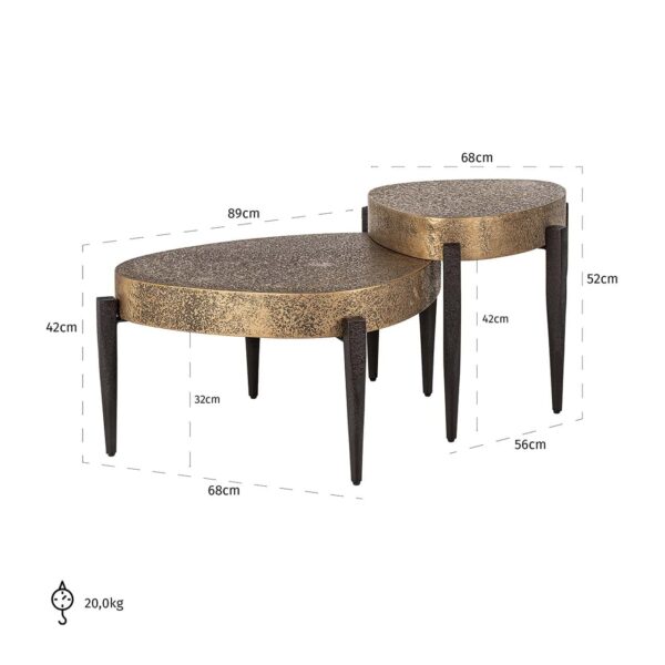 Coffee table Marquee set of 2 (Black/gold)