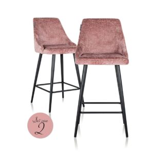 Counter stool Brooke rose chenille (set of 2) (Bergen 705 rose chenille)