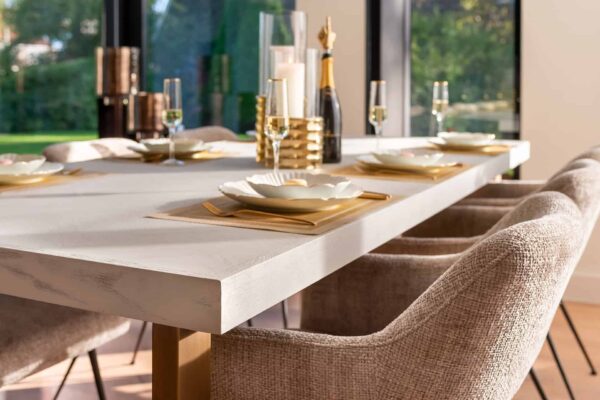 Dining table Whitebone brass 235 (Verona Grey)