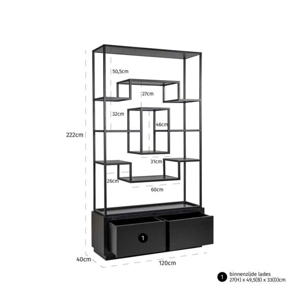 Display cabinet Bonvoy black 2-drawers (Black)