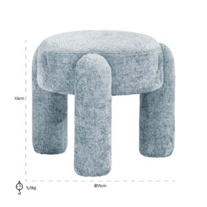 Pouffe Holly light blue chenille (Bergen 602 Light blue Chenille)