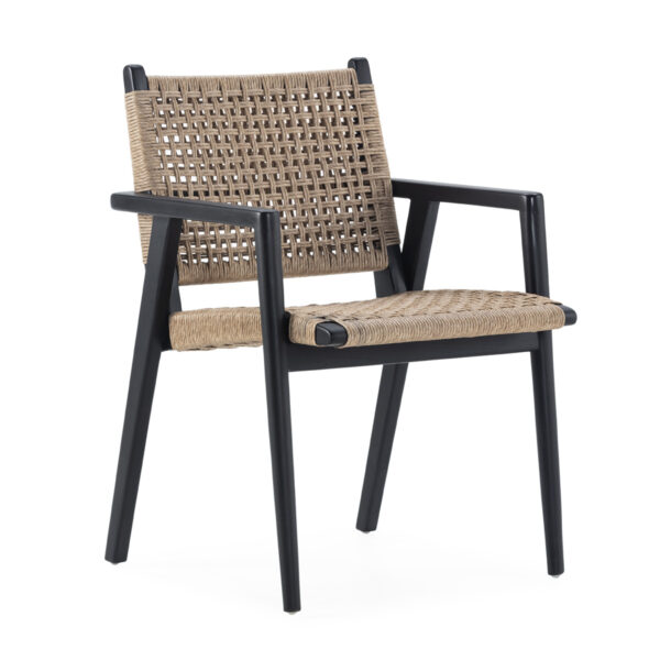 Silla 58x61x84 Madera de Teca/Fibra -- Negro/Natural